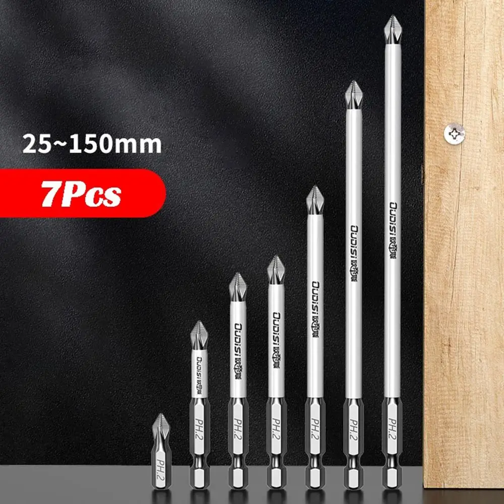 1/7Pcs Durable Magnetic PH2 Screwdriver Bit with High Hardness Anti-Slip Screwdriver Heads Batch Head 25/150mm Cross Nutdriver