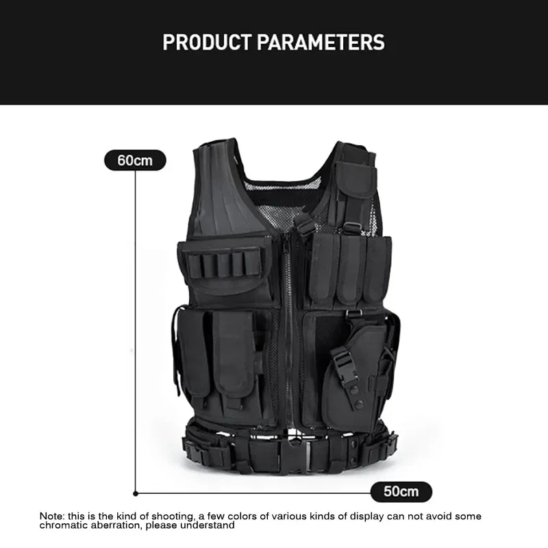 Chaleco táctico Molle ajustable, chalecos de armadura corporal de combate, guardia de seguridad, caza, ejército, juego de guerra CS al aire libre, chaqueta de entrenamiento Airsoft