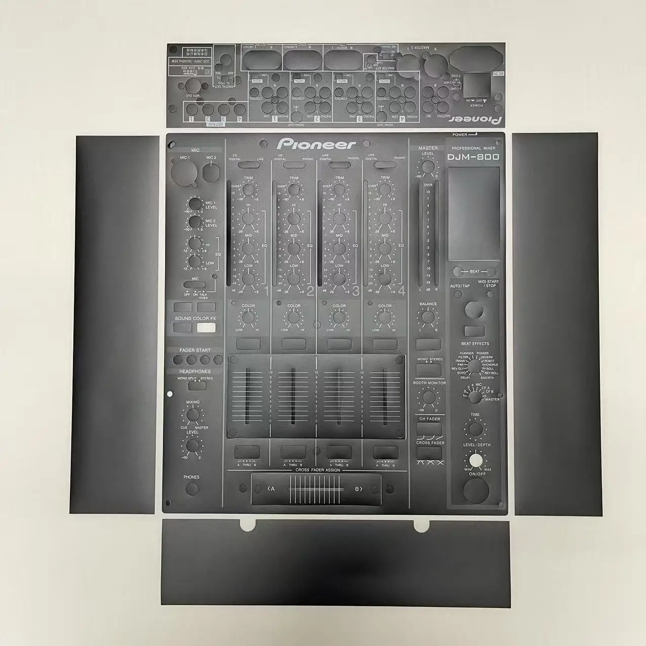 Pioneer DJM-800 Controller Panel Skin ONLY - PVC Self-Adhesive Front Face Film (Excludes Side Bars)