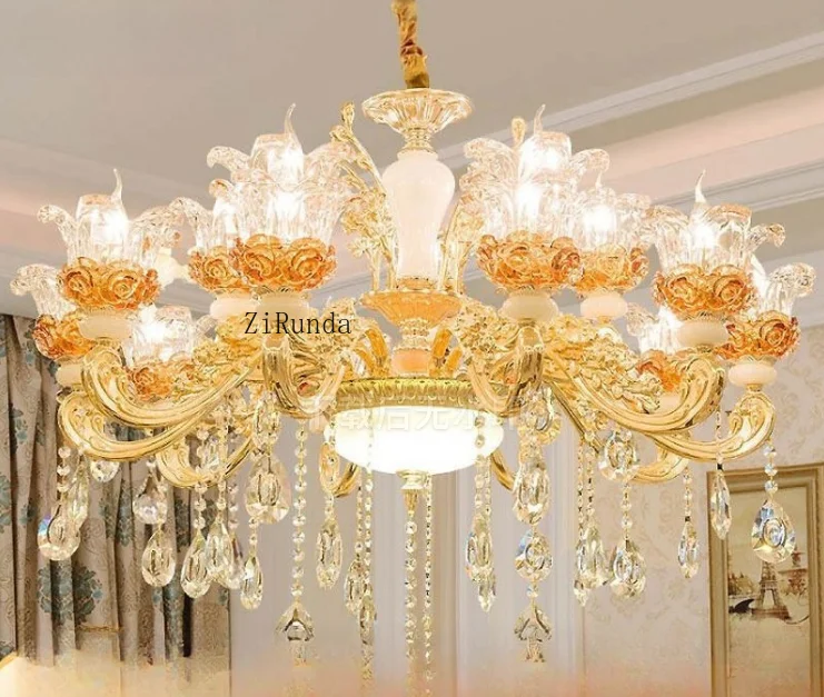 ثريا كريستال، ثريا من سبائك الزنك على شكل زهرة، مصباح سقف مرتفع في غرفة المعيشة والدراسة