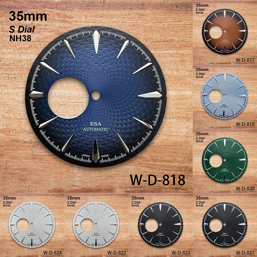 

35mm S Logo Cocktail Hollow Out Dial Fit NH35/NH36/NH38 Movement High-Quality Woven Pattern Dial Watch Modification Accessories