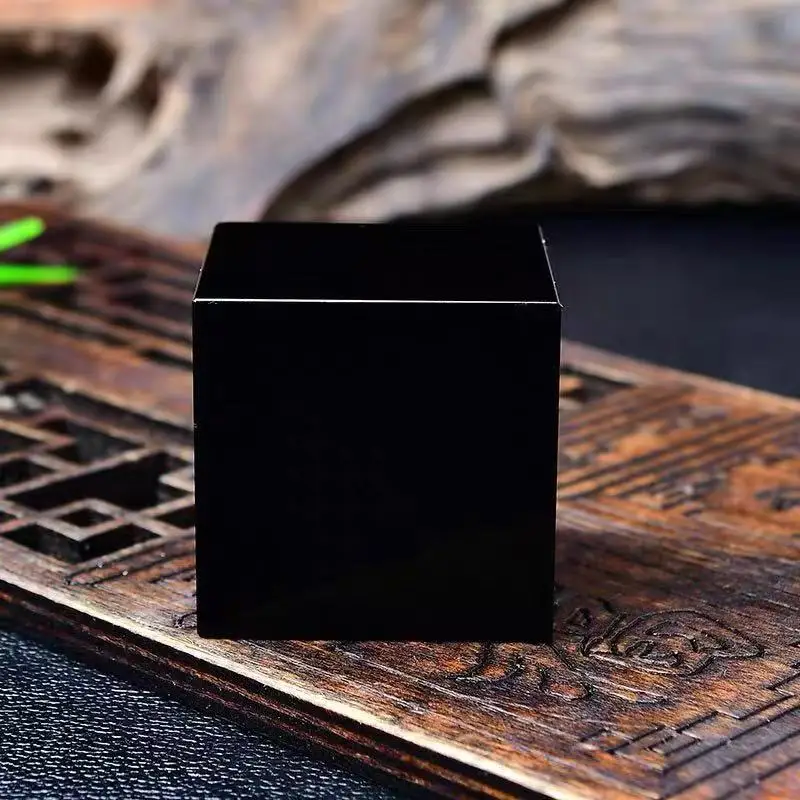 

Natural Obsidian Square, Quartz Crystal Rough Polished Cube, Mineral Reiki Healing Stone, Degaussing Hexahedral Desk Decor