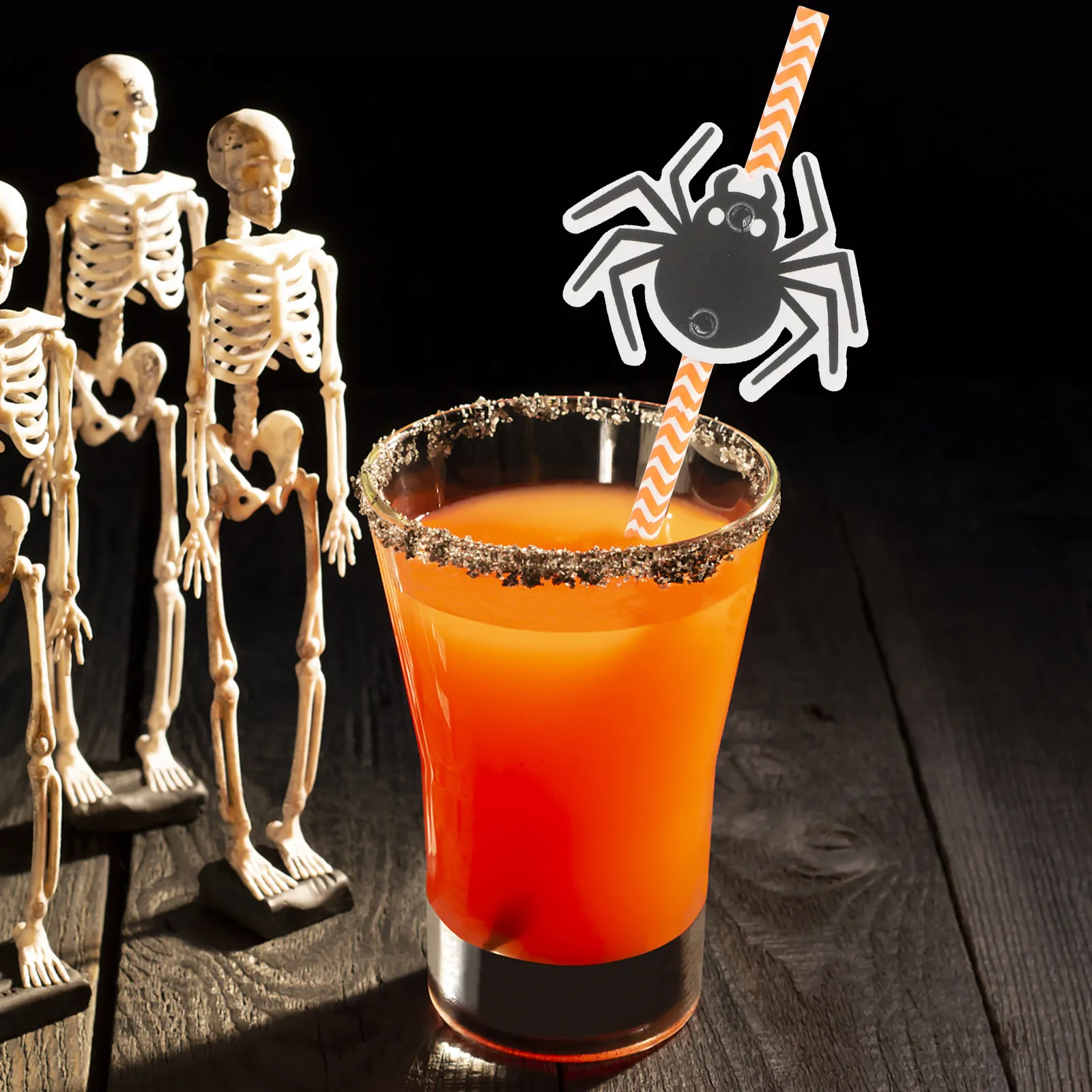 24Pcs Halloween Spider Theme Paper Drinking Straws for Cold Beverages Cocktails Juice Milk Party Decor Photo Props Eco Friendly