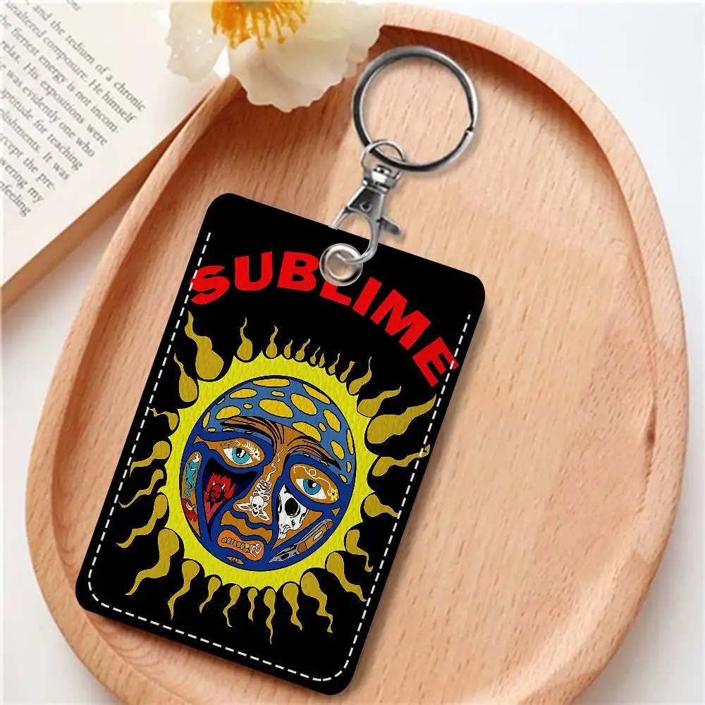 S-Sublime Band 1 قطعة حامل بطاقة جلدية PU المفاتيح حلقة رئيسية قفل الباب الوصول العلامات بطاقة الهوية حافظة بطاقة المفاتيح #5