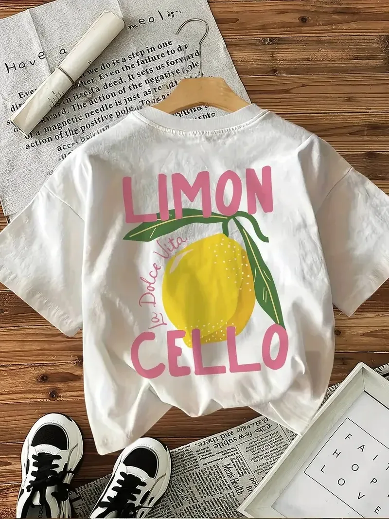 Camisetas de Verano 2026 Estilo Coreano, Holgadas, de Algodón con Estampado de Limón, Y2K, Camisetas Divertidas para Mujer, Camisetas con Gráficos de Moda para Chicas