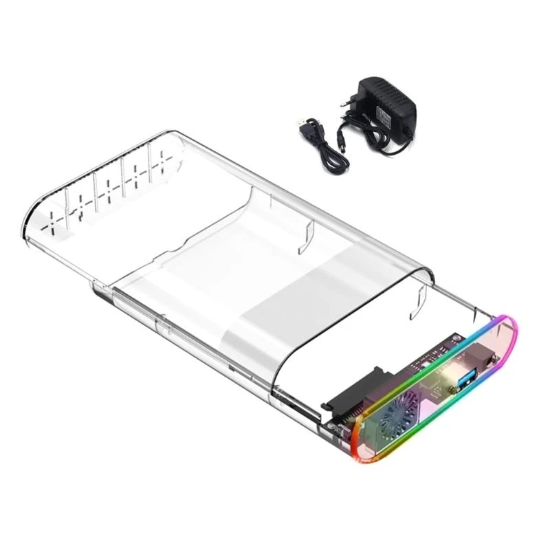 

Корпус внешнего жесткого диска USB3.0, прозрачный дизайн, цветная подсветка, поддержка сдвижной крышки жесткого диска 2,5/3,5