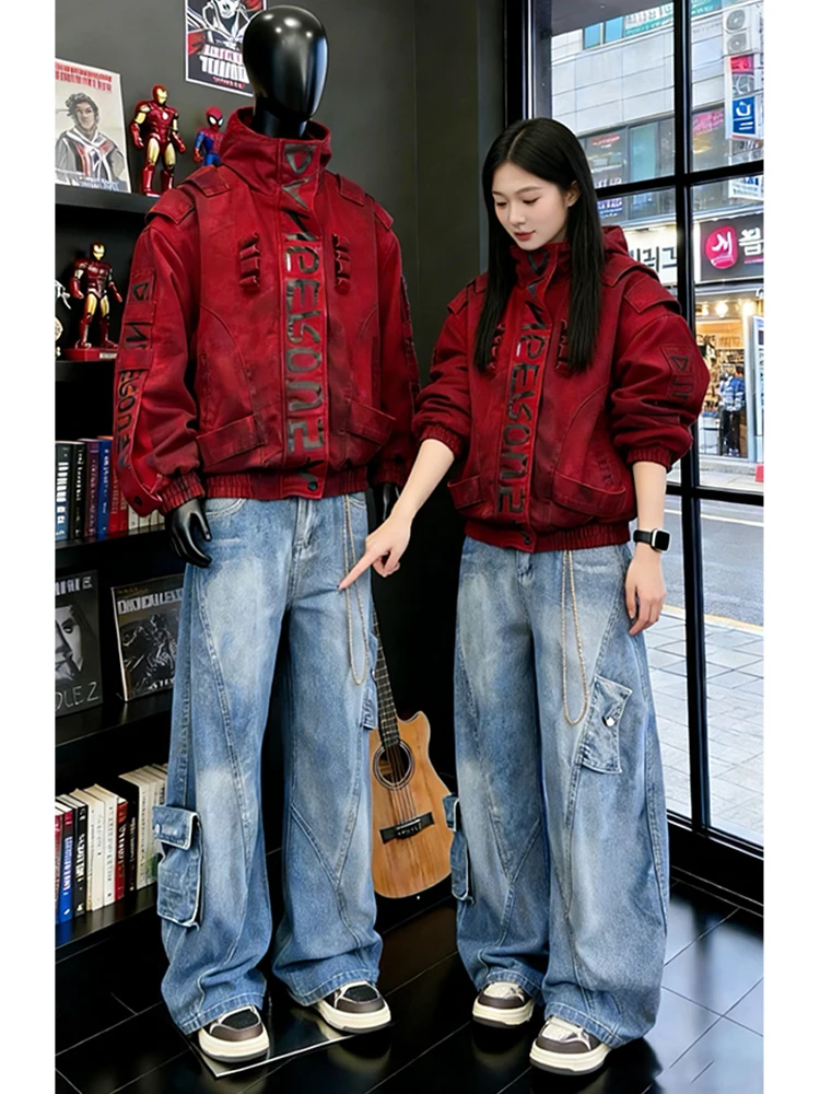 

Cleanfit American Style Wide Leg Loose Fit Men's Jeans Spring Trendy Brand Casual Straight Leg Workwear Trousers