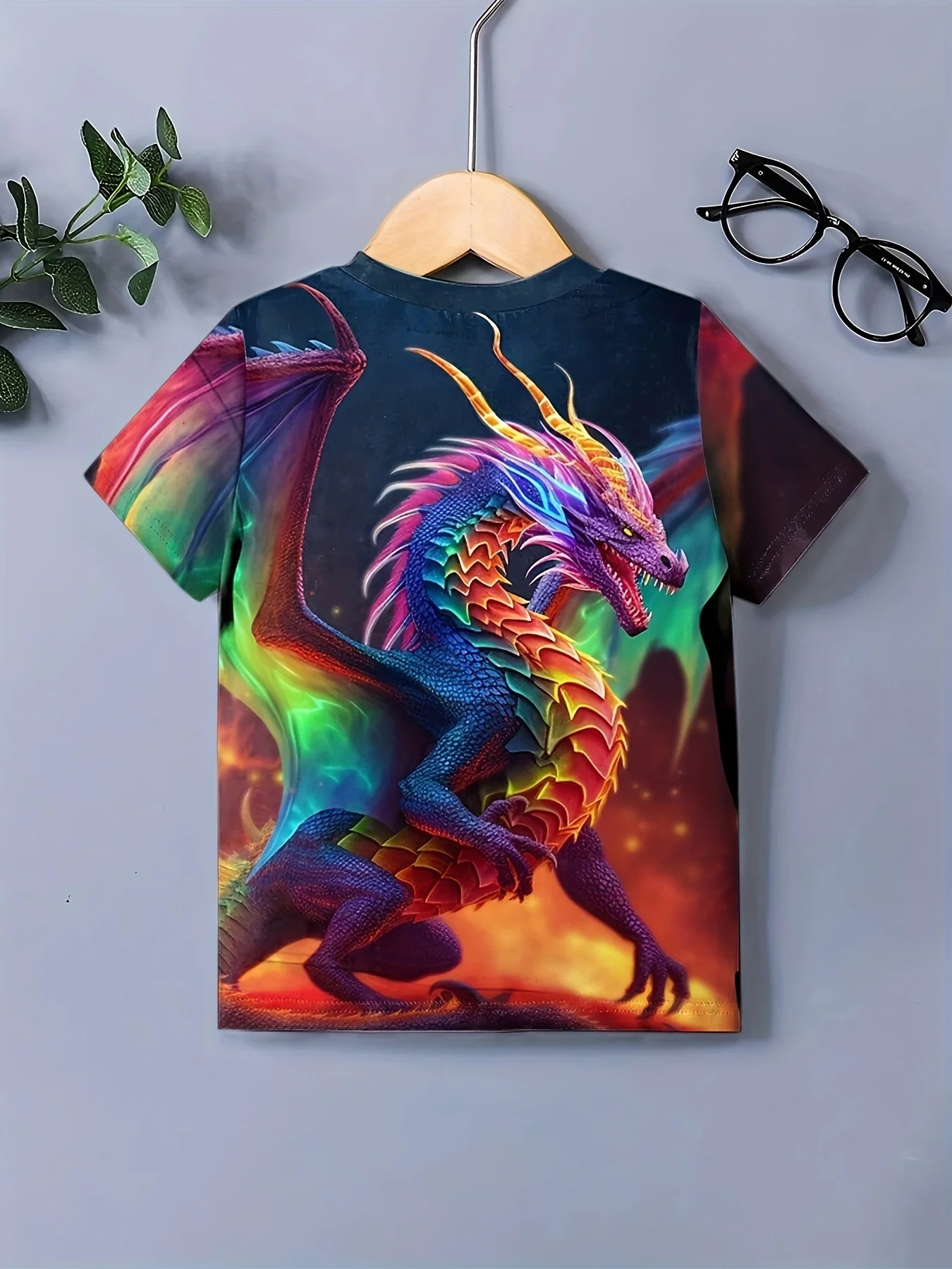 Kinderbekleidung T-Shirts für Jungen, kurzärmeliges Kinder-T-Shirt, stilvoller 3D-Drachen-Grafik-Druck, lässige Mädchen-Sommerkleidung, Oberteile – Detail 4