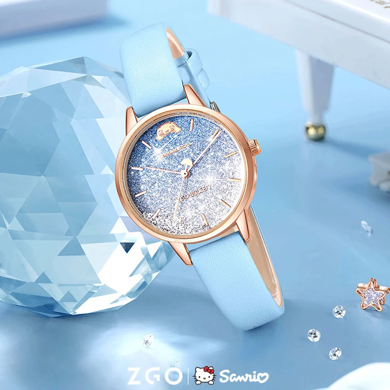 MINISO Gradient Gradient Blue Watch Girls High School Student Watch Niche Fashion Senshi Stainless Waterproof Quartz Watch