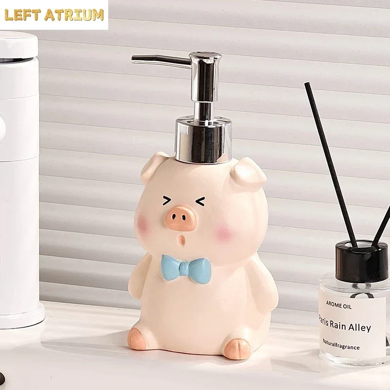 Cartoon Pig Ceramic Hand Soap Pressing Bottle Bathroom Shampoo and Shower Gel Dispensing Bottle Bathroom Accessories dispenser