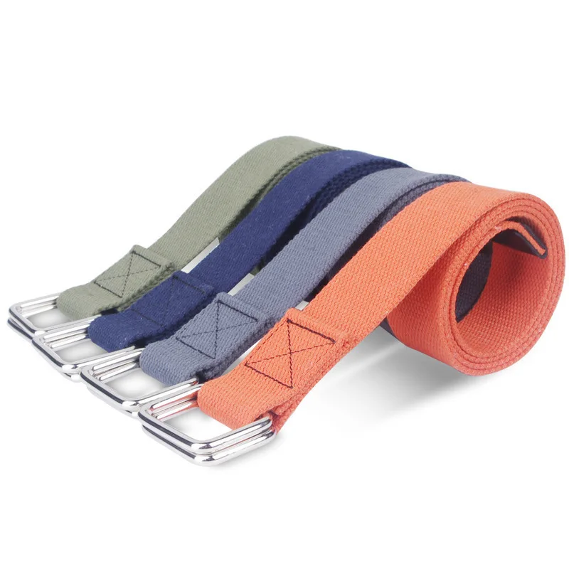 New Tactical Canvas Belt High Quality Women Men Double D-Ring Buckle Waistband Casual Canvas Female Belt Fabric for Jeans