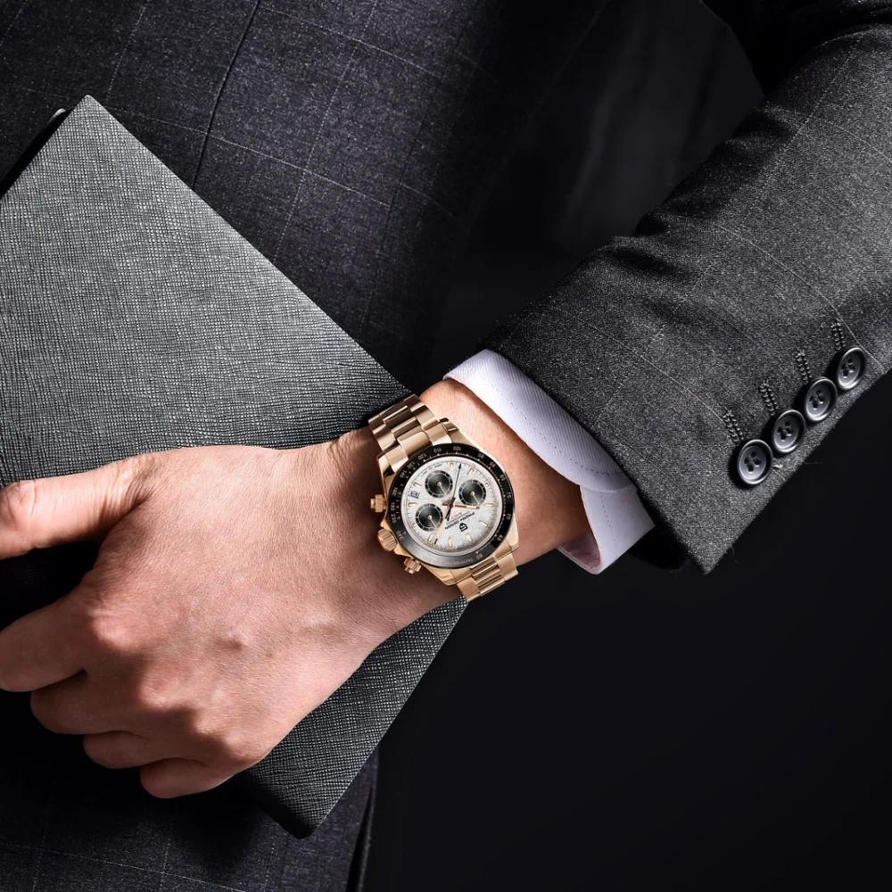 Original New PAGANI DESIGN PD-1664 / PD-1644 Japan VK63 Movt Quartz Wristwatches Sapphire Waterproof Chronograph Reloj Hombre