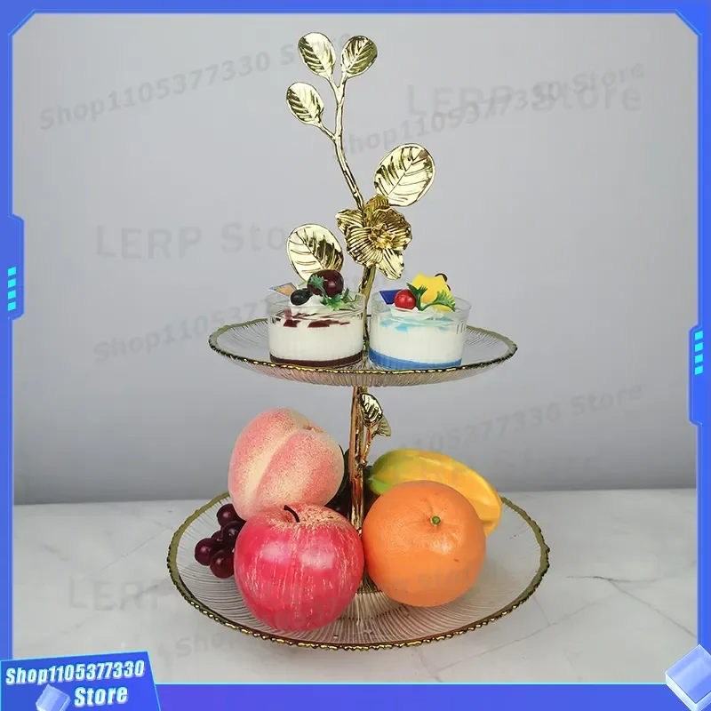 Modern European Glass Fruit Plate Luxury Living Room Coffee Table Snack Tray Creative Household Candy Rack Dried Fruit Dish