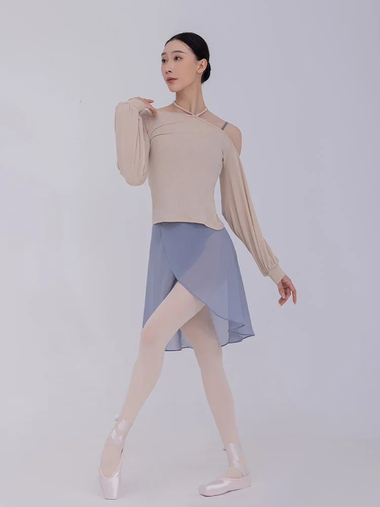 Ballet Gray Skirt Practice Outfit Dance Gauze Skirt Women's Half Body One-piece Dance Skirt Chiffon Hip Scarf