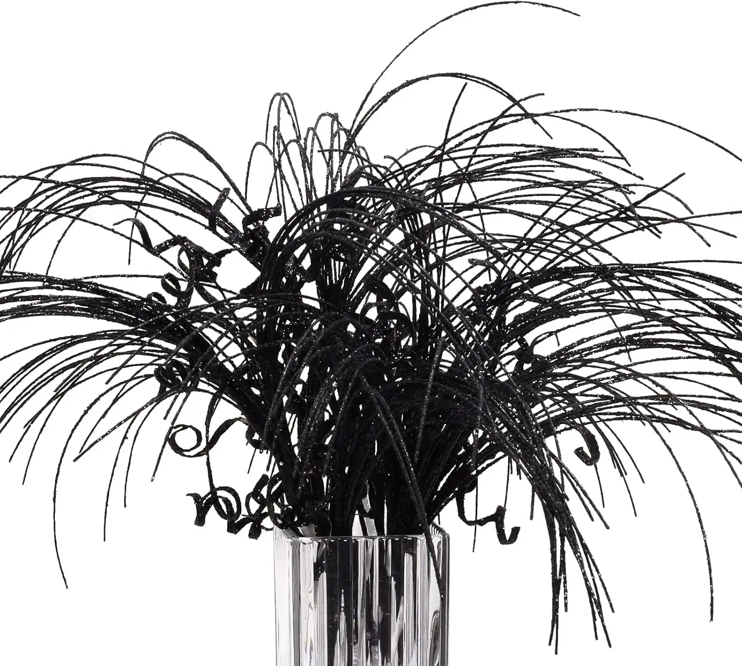 

12 шт., черные блестящие выборки для рождественской елки, 18,9 дюйма, украшения, фигурные пружины для ваз, наполнитель для елки на Хэллоуин