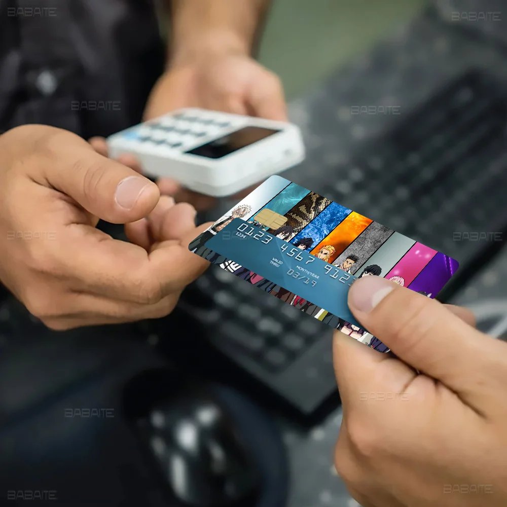 ملصقات جلدية لبطاقة الائتمان Demon Slayer لبطاقة نقل بطاقة البنك VISA ملصق مضاد للماء هدية نسائية مضادة للخدش