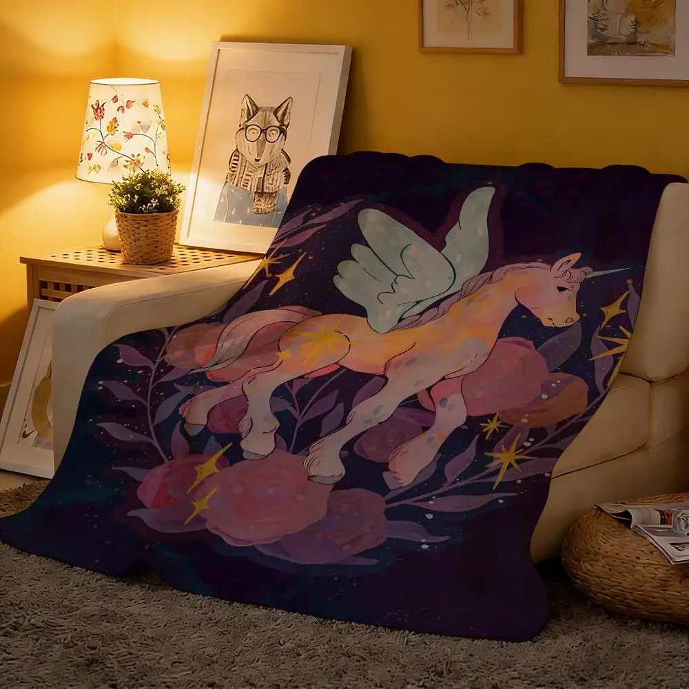 Art S-Star Unicorn Throw Flannel Blanket Suitable for Sofas Beds Offices Travel, Camping Chairs