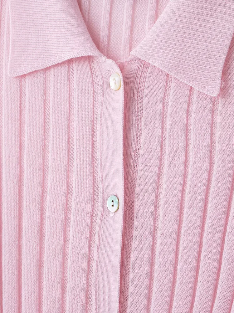 SIYANG 女性ファッションピンクシングルブレストニットセーターヴィンテージラペルネック長袖女性のシックな女性の衣装