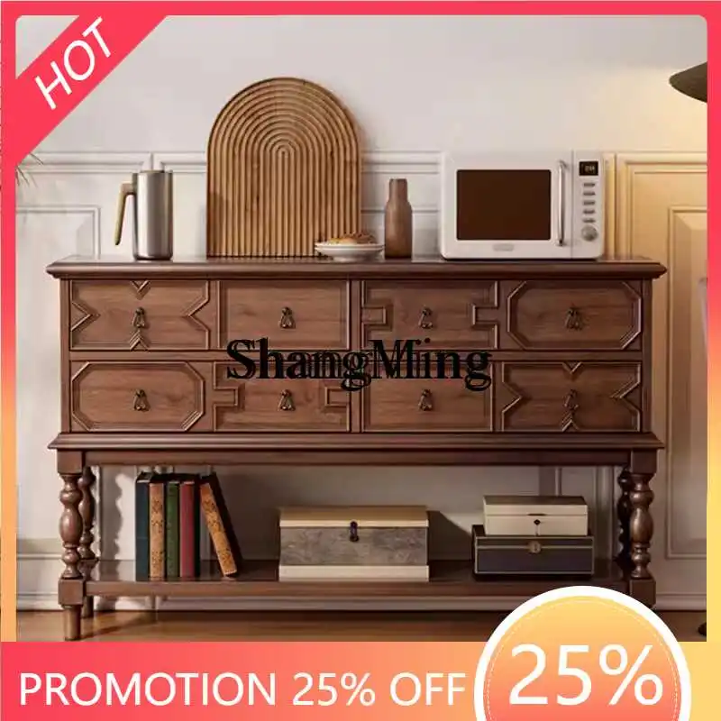 

ZYY exquisite retro solid wood porch cabinet entry antique dining side cabinet living room partition wall storage cabinet