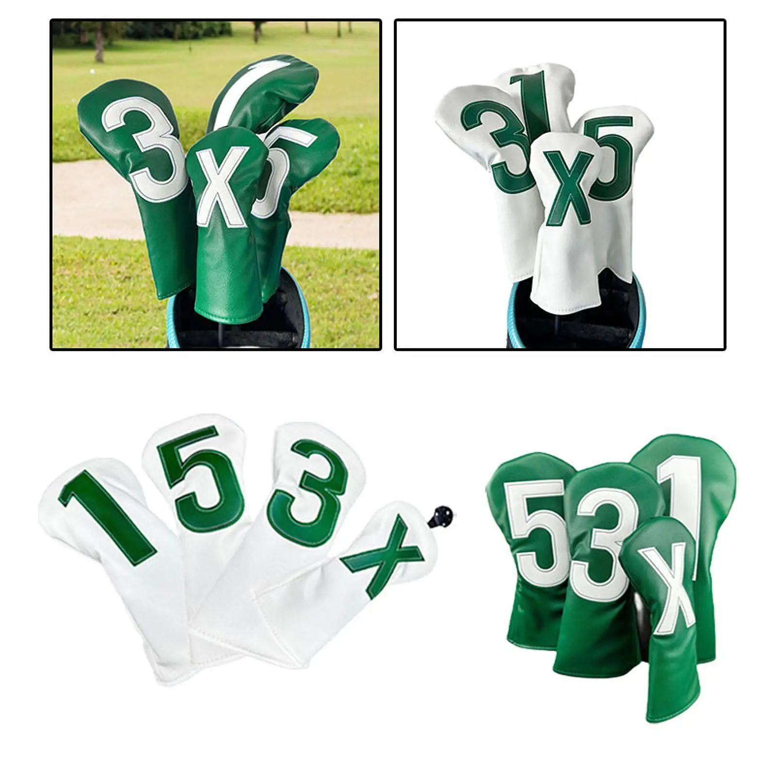 4 Head Covers, Golf Wood Headcovers, Premium Portable Golf Accessories 1, 3, 5, Club Protectors for Outdoor