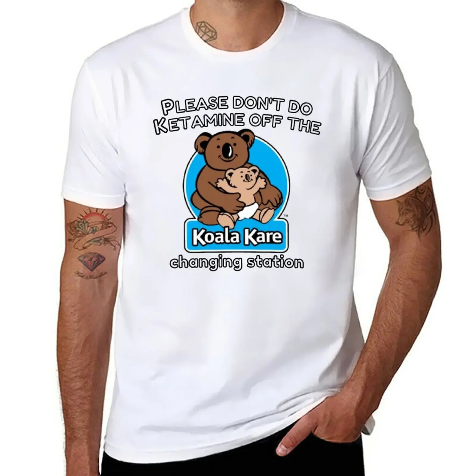 

New Koala Kare please don't do ketamine off the changing station T-Shirt anime clothes mens clothing