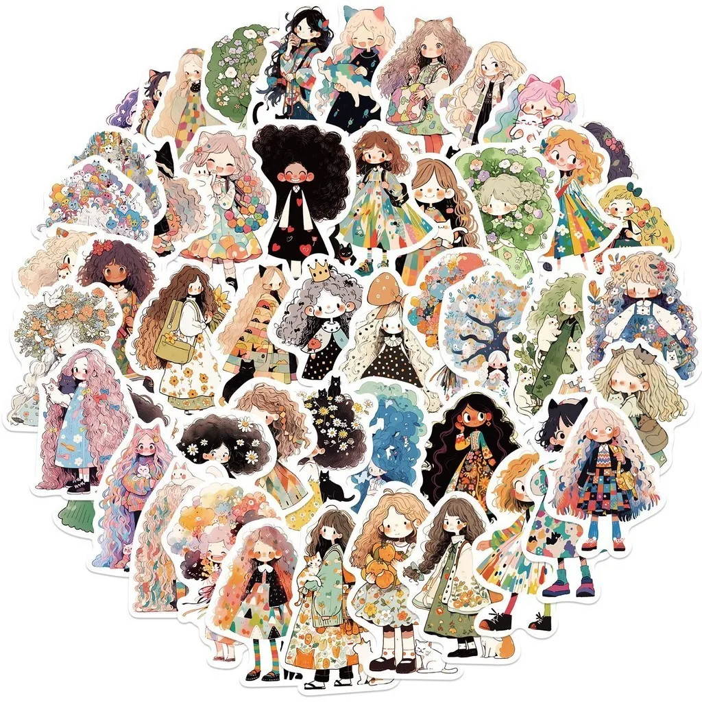 50PCS Cartoon Dreamy Cute Girl Wasserdichte Graffiti Aufkleber für Helm Fahrrad Hand Konto Aufkleber BulingBulingStickers Store