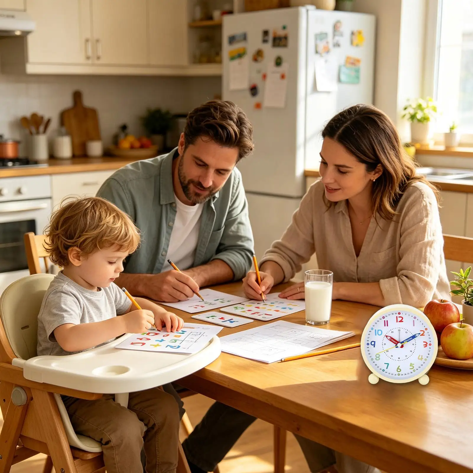 Teaching Clock Educational Quiet Tools With Night Light Analog Clock For Kids For Bedrooms Home Class Nursery Preschool Children