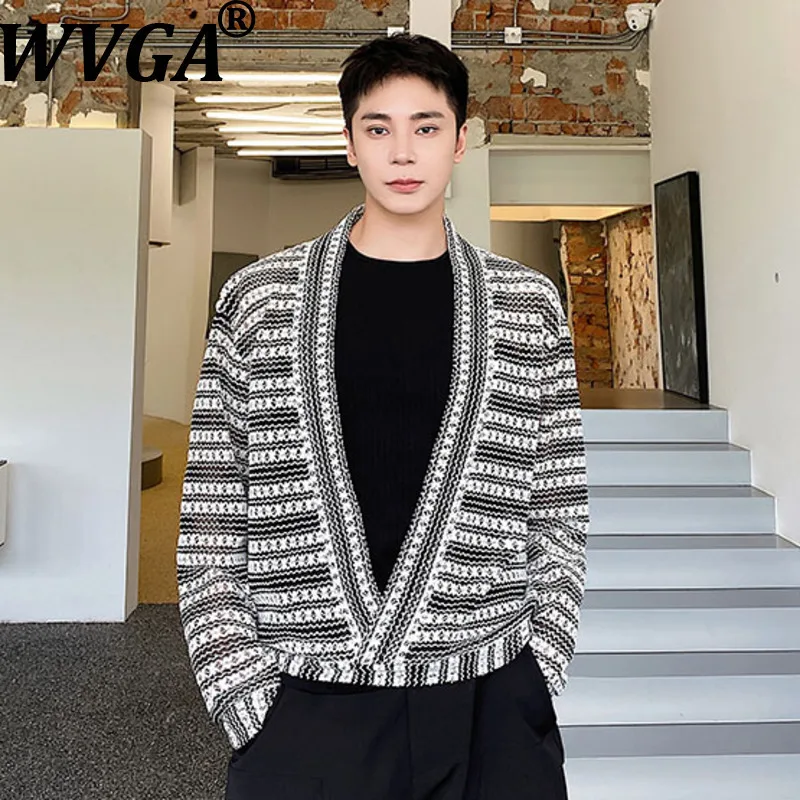 

WVGA Spring Autumn New Man Coats High Street Hollow Out Jacquard Trendy Design Niche Chic Casual Long Sleeved Jackets Ins W12233