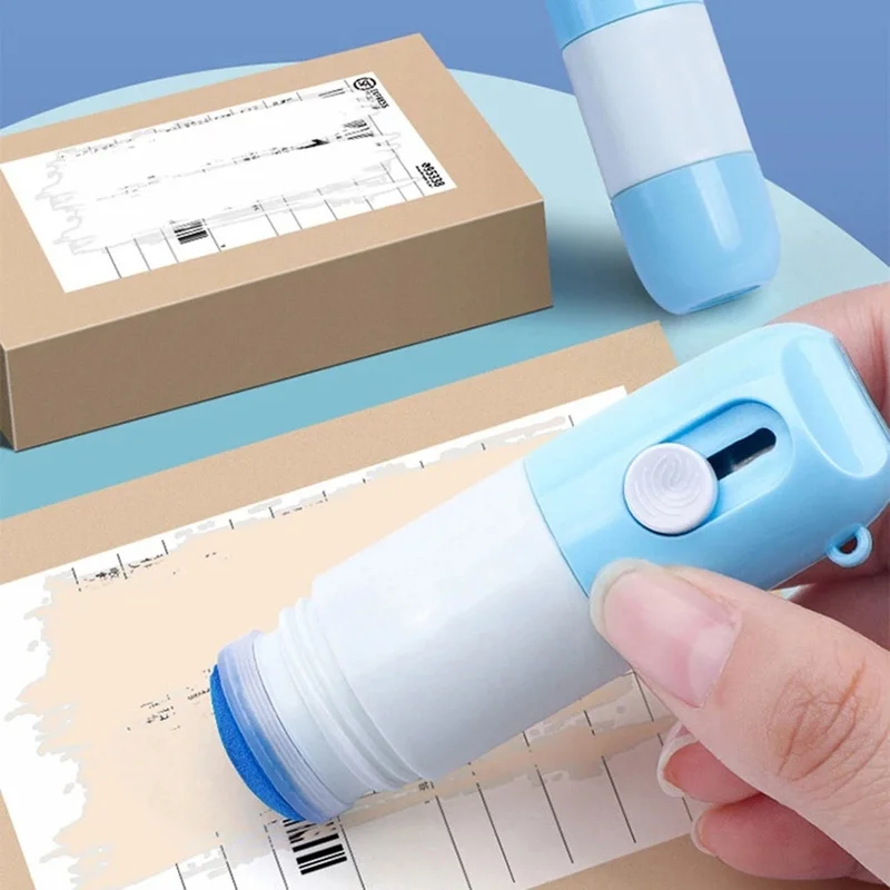 2 In 1 Thermal Paper Correction Fluid with Retractable Unboxing Knife Express Invoice Privacy Information Smear Fluid Alter Tool