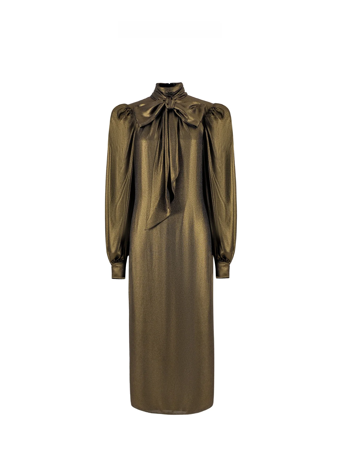 

Платье-рубашка MAGGIE MA из глянцевого шелкового сатина с узлом, прямое, 920D, женское, деловое, формальное, длинное, с рукавами-фонариками