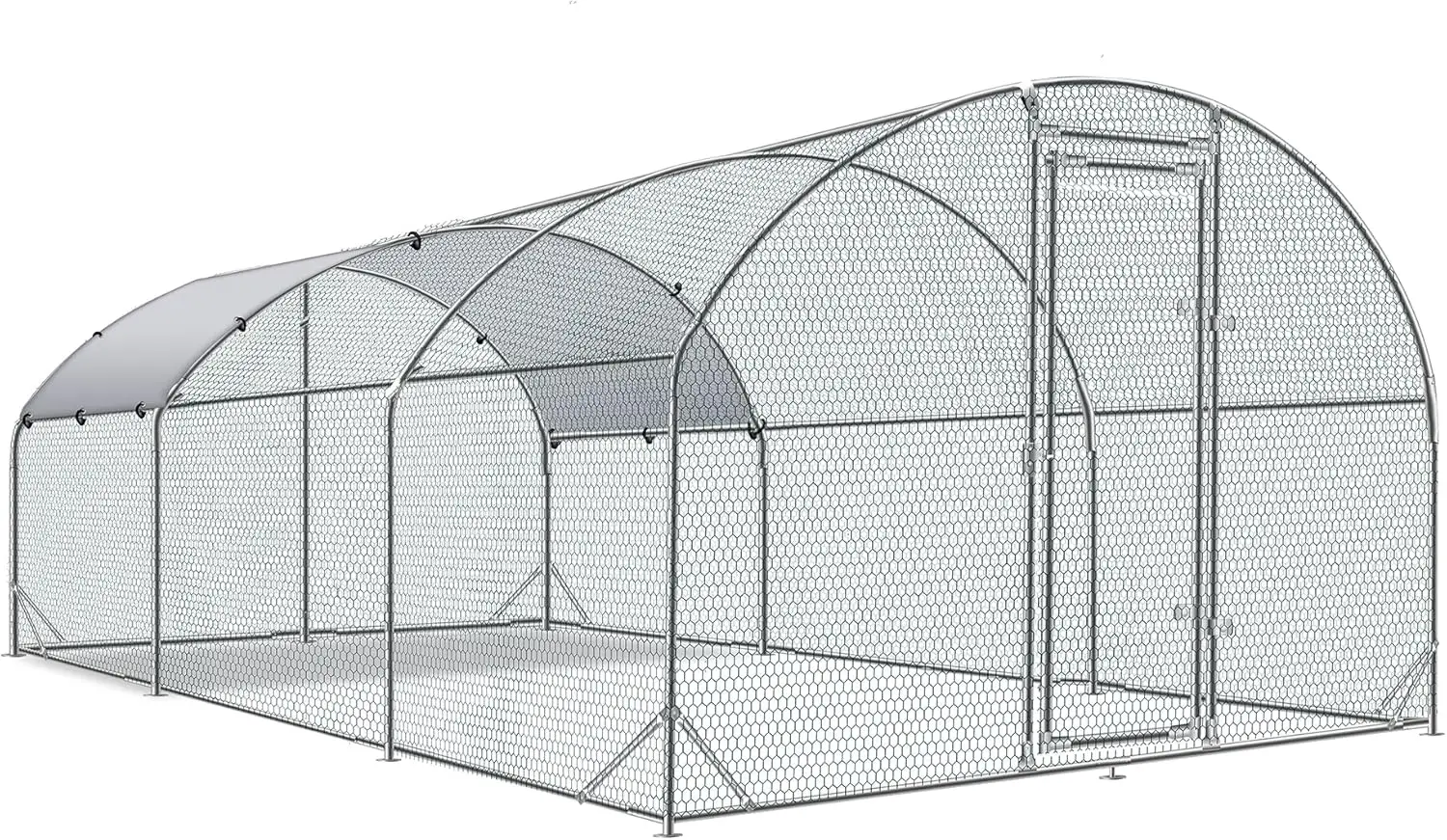 Large Metal Chicken Coop Upgrade Tri-Supporting ,Chicken Pen with Water-Resident,Duck Rabbit House Outdoor(9'W x 19'L x 6.5'H)