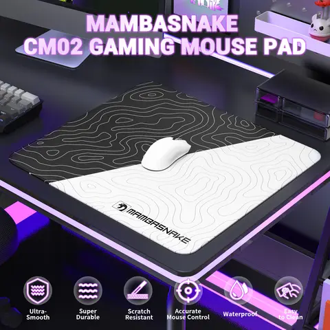 CM02 Gaming Mouse Pad for Esports Speed Large Mouse mats for Desk Waterproof Surface Stitched Edges and Anti-Slip Rubber Base