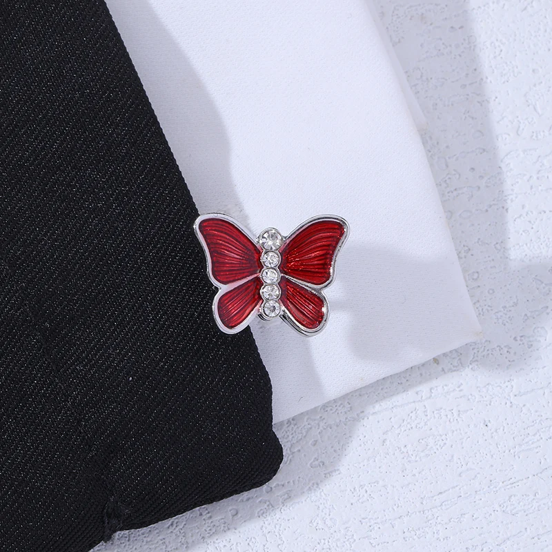 Funny Red Butterfly Shaped Mens Crystal Cufflinks Business Wedding Shirt Suit Tuxedo Blouse Sleeve Button
