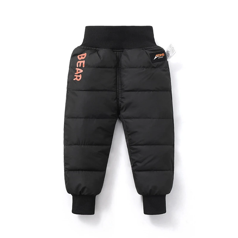 Winter Kids Pants Girl Boy Cotton Padded Thick Warm Trousers Waterproof Ski Pants 1-5 Years Elastic High Waisted Baby Kid Pant