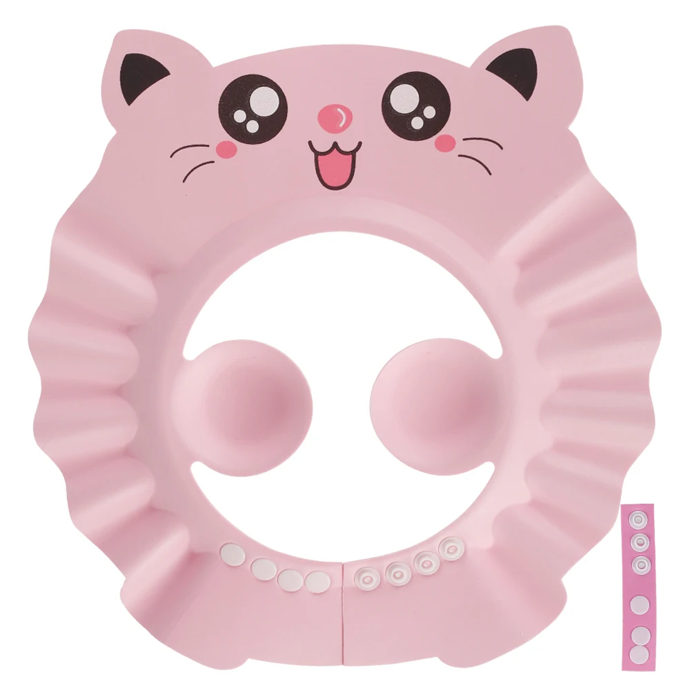 Cute Baby Bath Shower Cap Adjustable Kids Infant Girl Boy Ear Protection Shampoo Cap Children Hair Wash Hat Head Cover