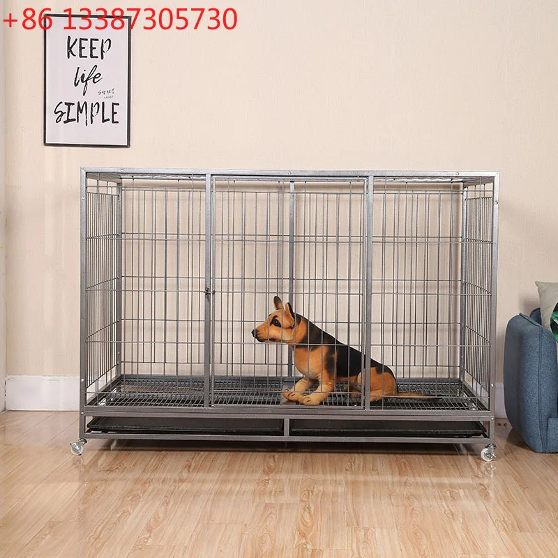 

New pulley pet cage 160 * 94 * 110cm large reinforced galvanized square tube dog cage