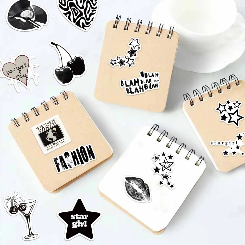 50PCS Creative Black Y2K Creative Stickers Premium Phone Cases Laptop Water Cups Refrigerator Desktop Waterproof Stickers