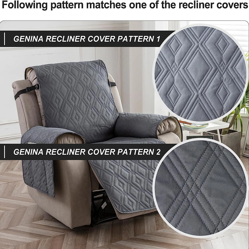 Tampa da cadeira reclinável impermeável com bolso, Poltrona antiderrapante Slipcovers, Lavável cadeira reclinável tampa