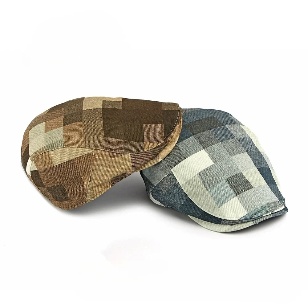 Men's and Women's Fashionable Spring New Arrivals: Berets, British Vintage Flat Caps, and Mosaic Checkered Baseball Caps