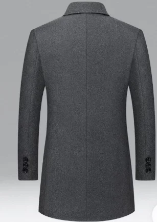 Mittellanger Wollmantel für Herren, Wolljacke mit Revers, Lässiger Business-Stil, Verdickt für Mehr Wärme, Geeignet für Verschiedene Anlässe, Erste Wahl für Herbst und Winter – Detail 3