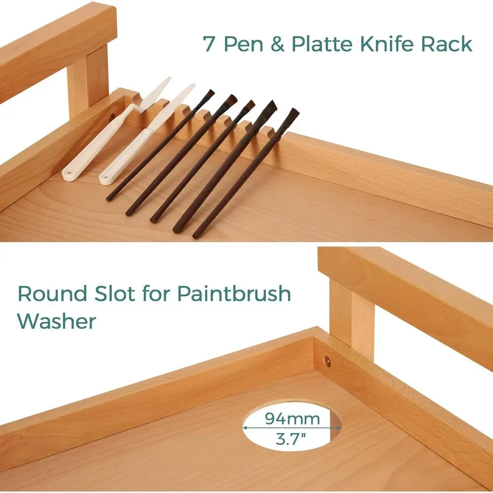 3-poziomowy wózek na kółkach z drewna bukowego do przechowywania w studio, klasie i dla artystów