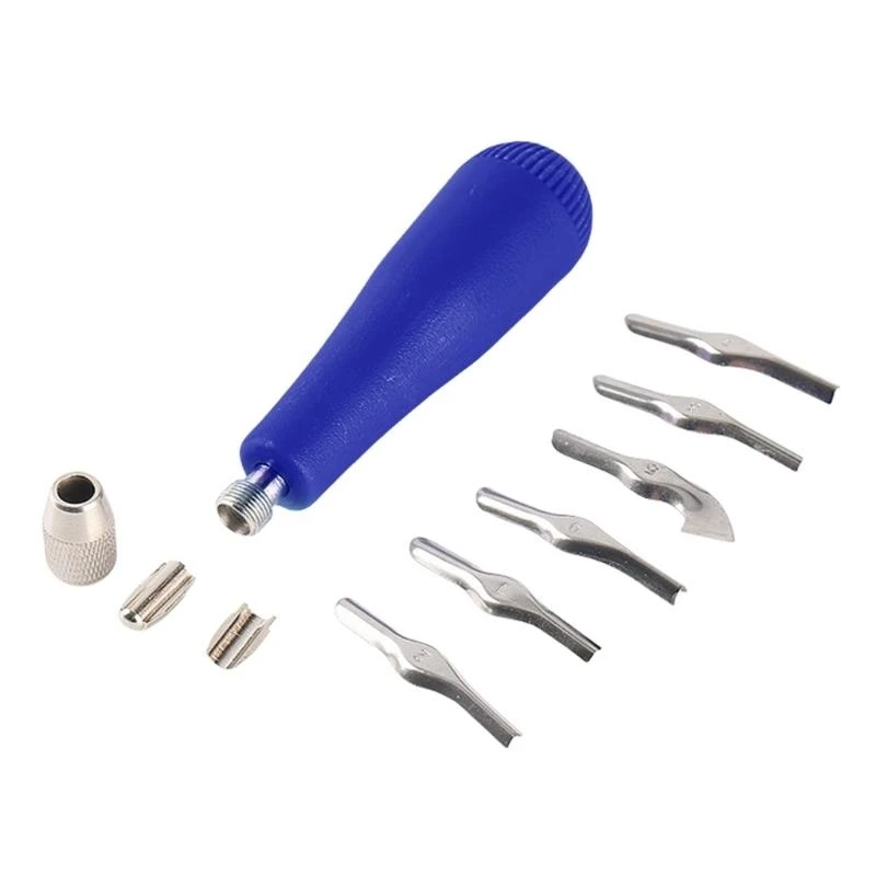 Craft Linoleum Cutter with 6 Size Cutting Head Assorted Lino Cutter Carving Tool 