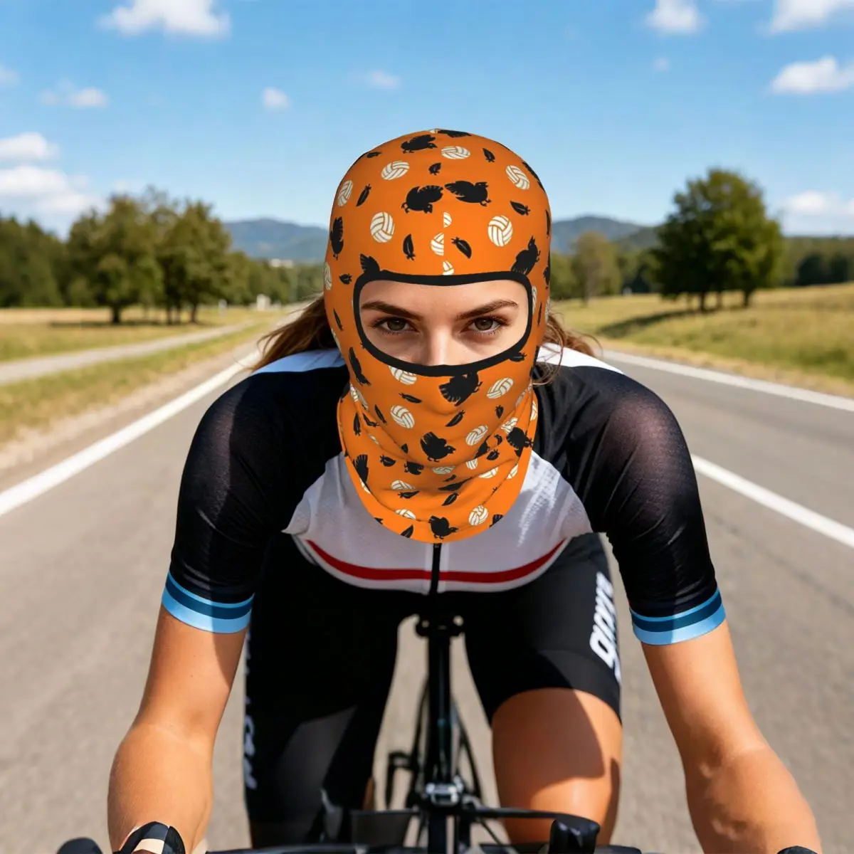 Haikyuu Karasuno Volley Crows Breathable Thin Balaclava Full Face Mask Sun Protection Neck Gaiter For Motorcycle Fishing Outdoor