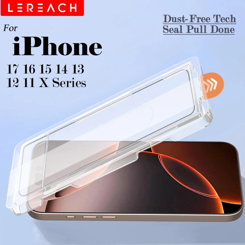 

Lereach for iPhone 17 Pro Max 16 Pro Max 15 14 13 12 11 Series Dust-Free Chamber Tempered Glass Screen Protector