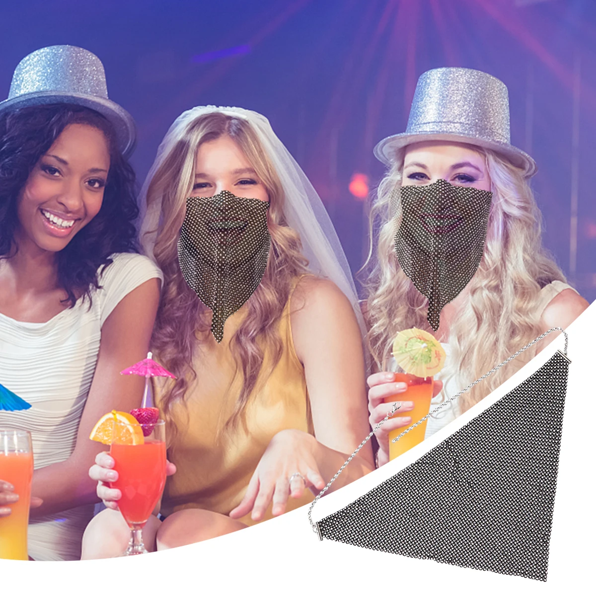 

Half Face Mask Party Masks Creative Masquerade Halloween Decorative Fake Diamond Supplies