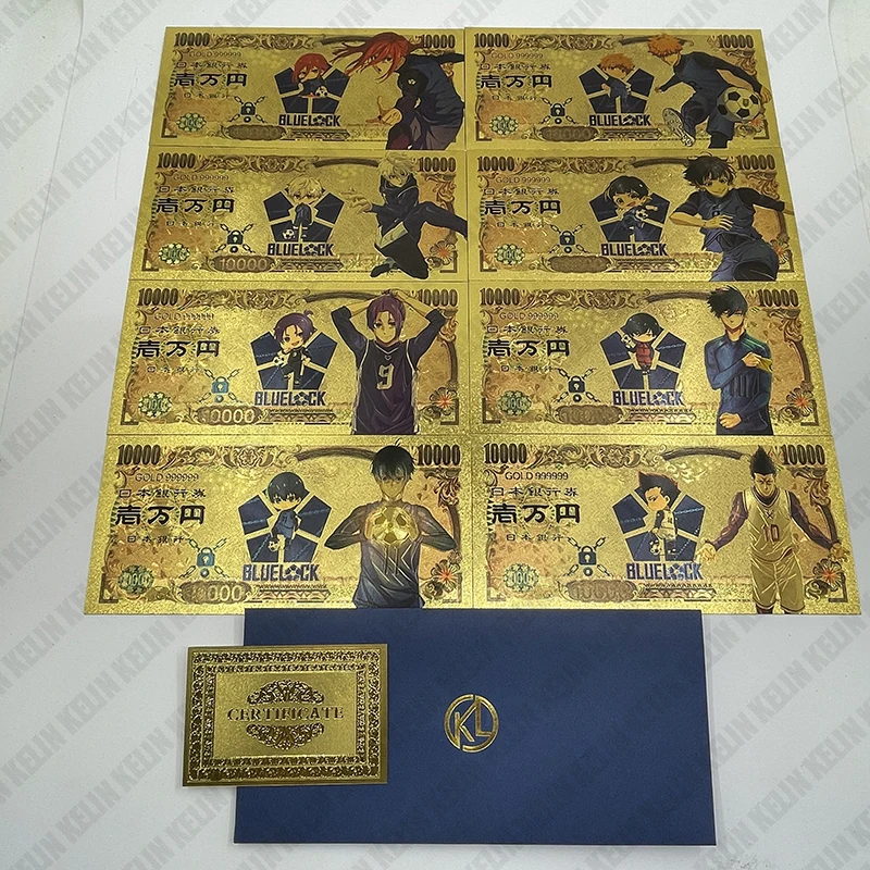 

Золотые банкноты, синий замок, красочная памятная монета, фольгированная монета для фанатов, детские подарки 10000, Nagi Itoshi Isagi бачira