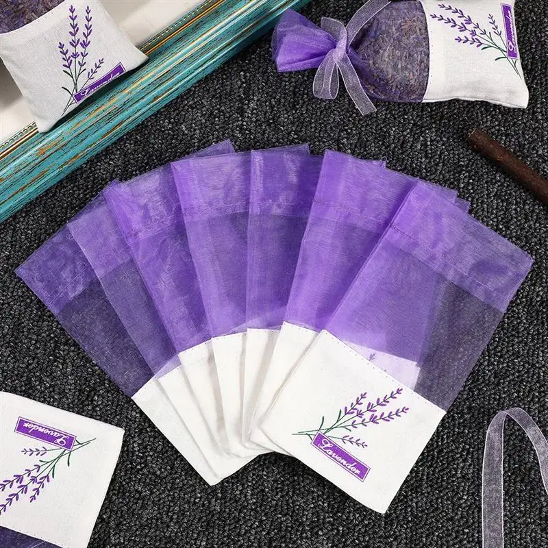 50pcs Lavender Empty Sachets Bag Portable Floral Printing Home Air Freshener Bags for Scents Dry Flowers Fragrance Spice Bags