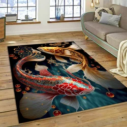 Koi Carp Naturalize Yin Yang Fish Cartoon Carpet Rug for Home Living Room Bedroom Sofa Doormat Decor,Kids Area Rug Non-slip Mat