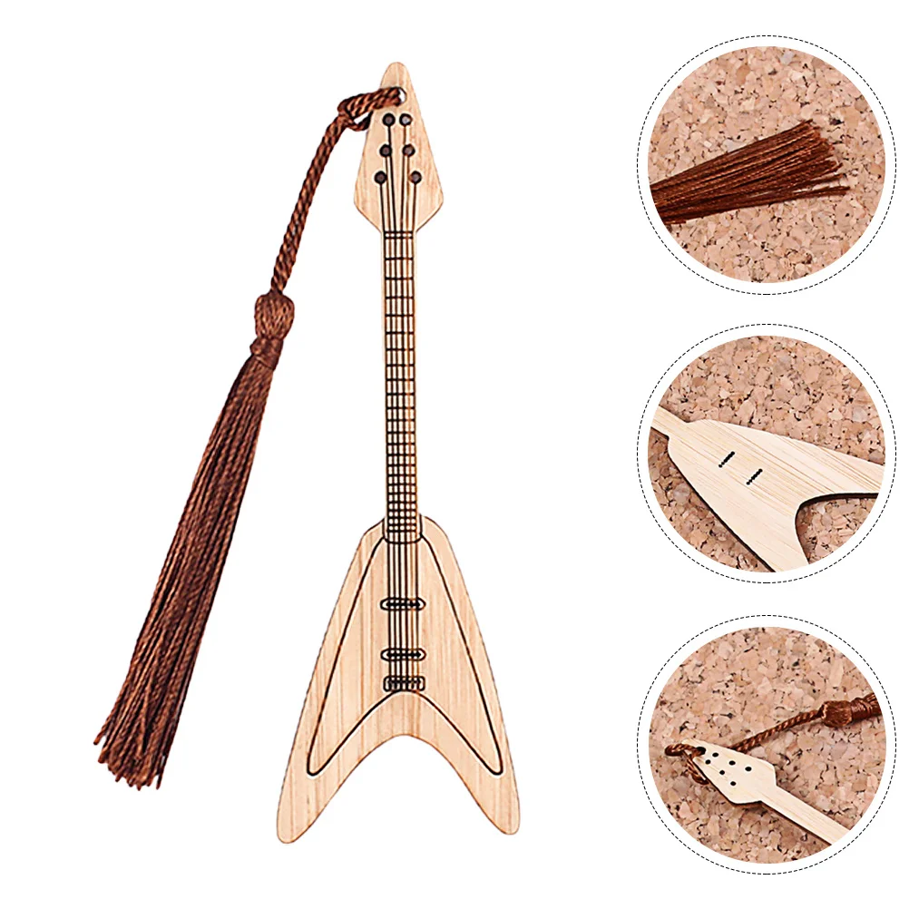 

Bamboo Bookmark Guitar Shape Eco-Friendly Creative Book Mark for Readers Students Graduation Gift Bamboo Bookmark