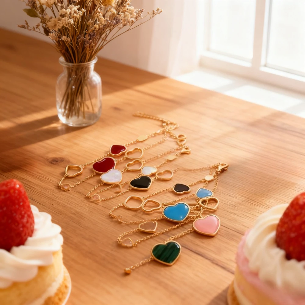 

Trendy 2026 French Heart Shaped Bracelet with Six Hearts Sparkling Jewelry Gift for Women Valentine‘s Day